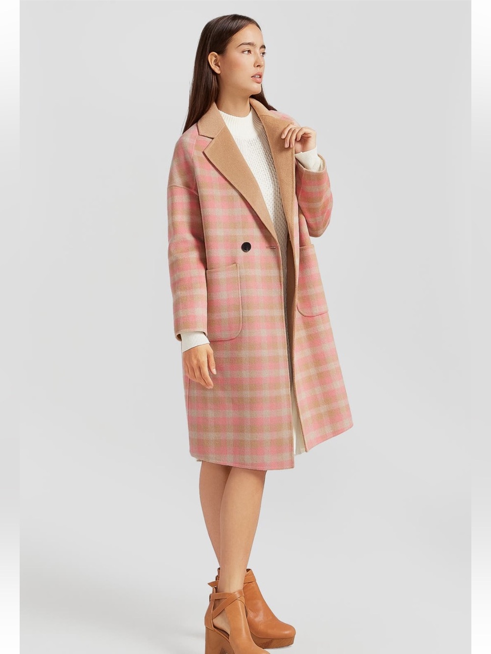 Belle & Bloom Publisher Plaid Double Breasted Wool Coat